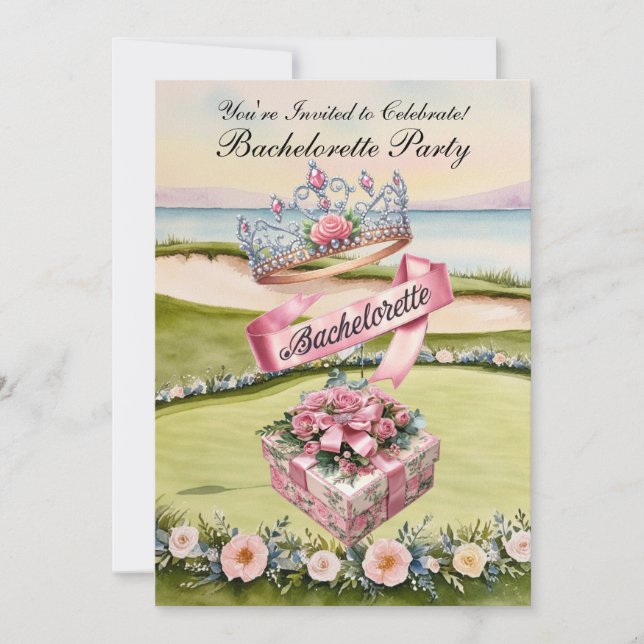 Convite Festa de solteira de golfe no campo de golfe (Frente)