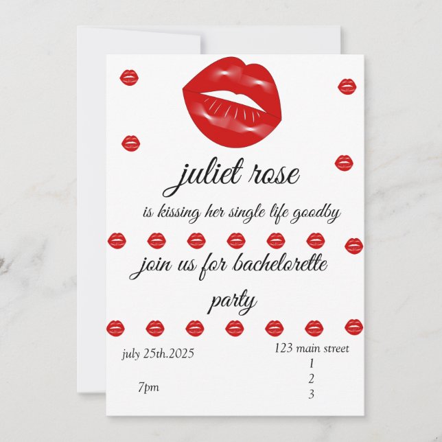 Convite Festa de solteira de lábios (Frente)