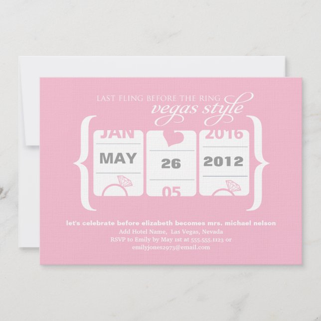 Convite Festa de solteira de máquinas de slot em Vegas (Frente)