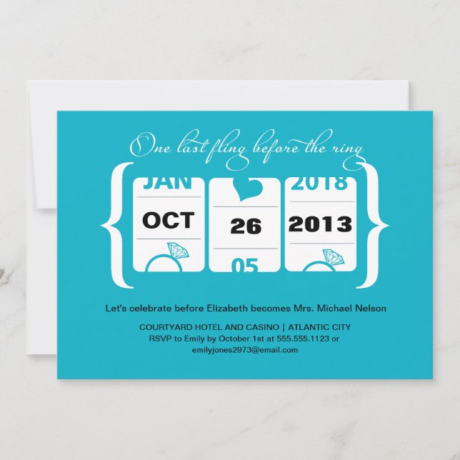 Convite Festa de solteira de máquinas de slot em Vegas (Frente)