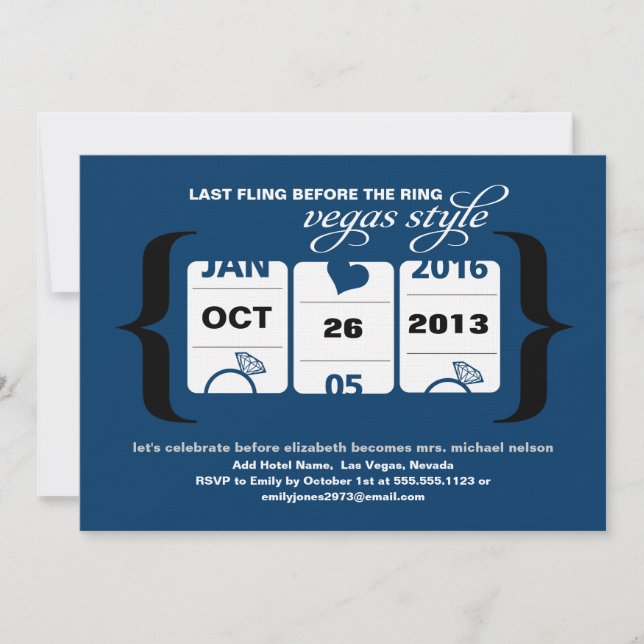 Convite Festa de solteira de máquinas de slot em Vegas (Frente)