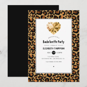 Convite Festa de solteira de padrões leopardo Ouro