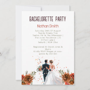 Convite Festa de solteira de pôr do sol Rustic Orange Boho