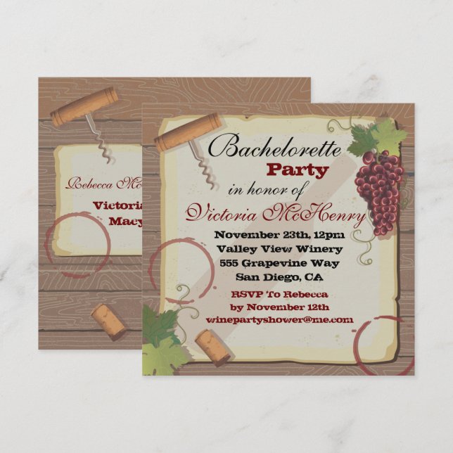 Convite Festa de solteira de Provando Rustic Vintage (Frente/Verso)