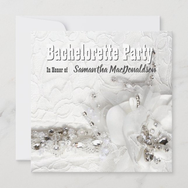 Convite Festa de solteira de rendas e diamantes (Frente)