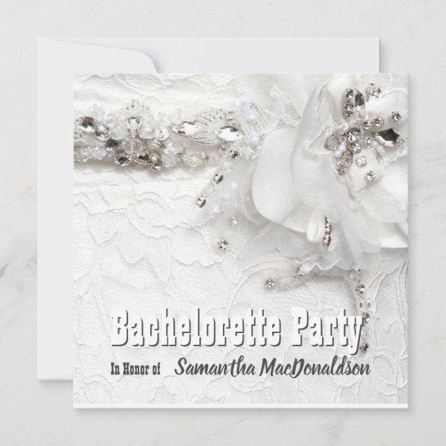 Convite Festa de solteira de rendas e diamantes (Frente)