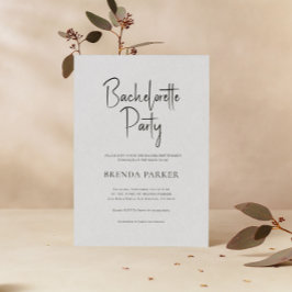 Convite Festa de solteira de Script Preto Simples de Linen