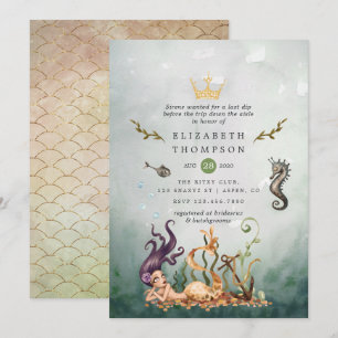 Convite Festa de Solteira de Sereia Submarina Náutica
