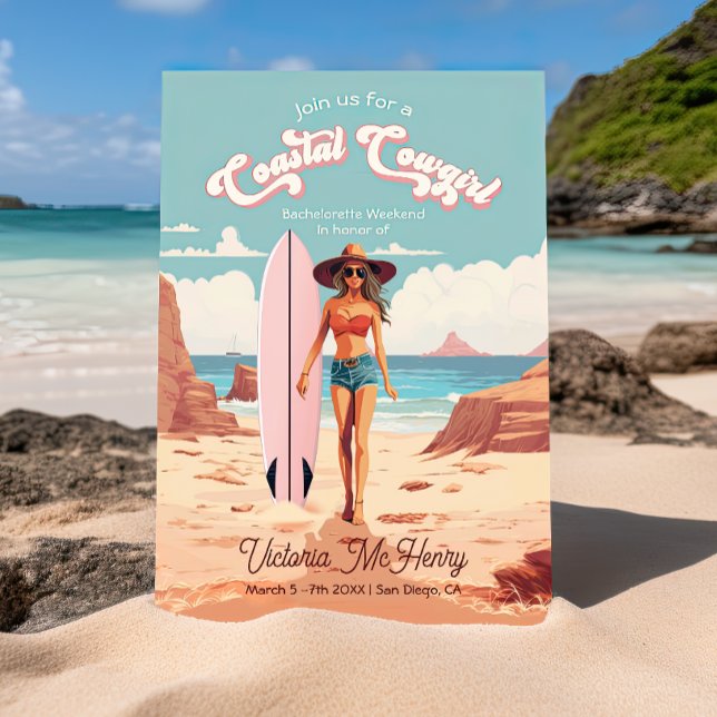 Convite Festa de solteira de surfboard da copa costeira (Criador carregado)