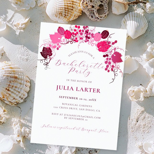 Convite Festa de solteira de uva de Berry Floral (Criador carregado)