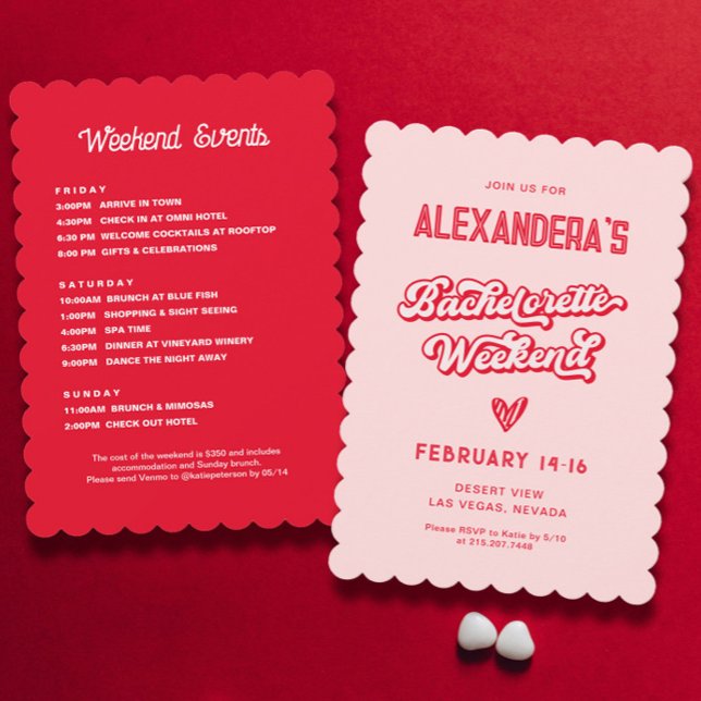 Convite Festa de solteira de Vegas Vermelha e Rosa (Criador carregado)