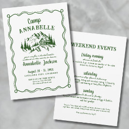 Convite Festa de solteira do Acampamento Desenhado à Mão