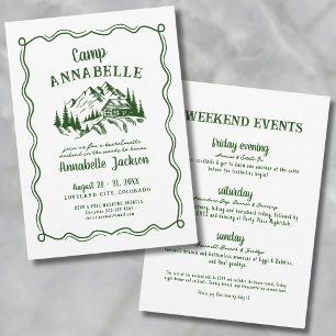 Convite Festa de solteira do Acampamento Desenhado à Mão