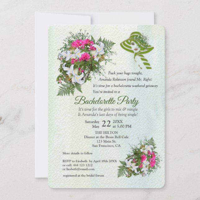 Convite Festa de solteira do Buquê da lente Dourada (Frente)