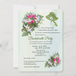 Convite Festa de solteira do Buquê da lente Dourada