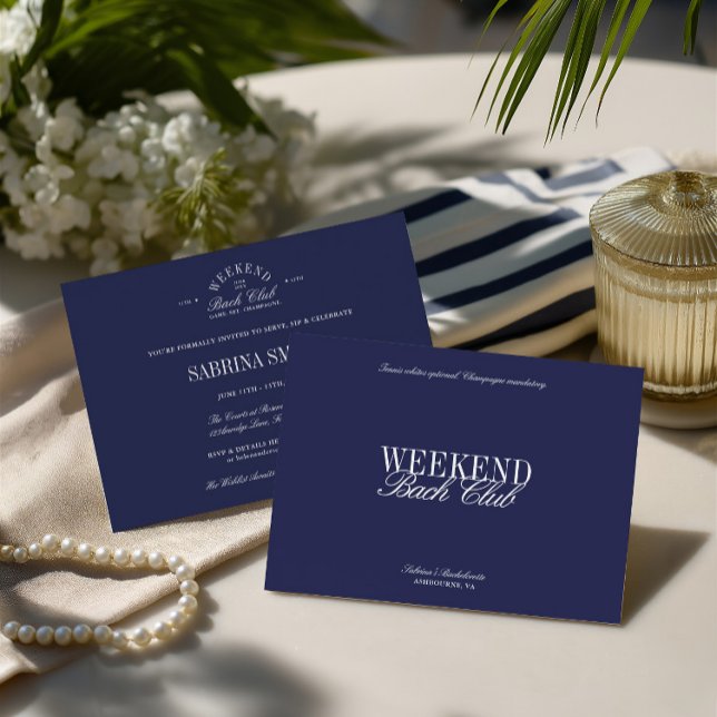 Convite Festa de solteira do Clube Elegante Blue Country (Elegant Blue Country Club Bachelorette Party Invitation)