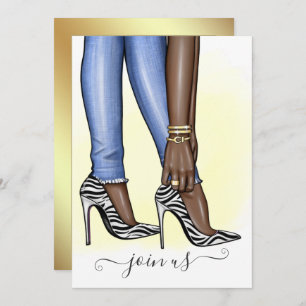 Convite Festa de solteira do Glitzy Zebra Fashionista