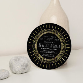 Convite Festa de solteira Dourada de arte preta e falsa