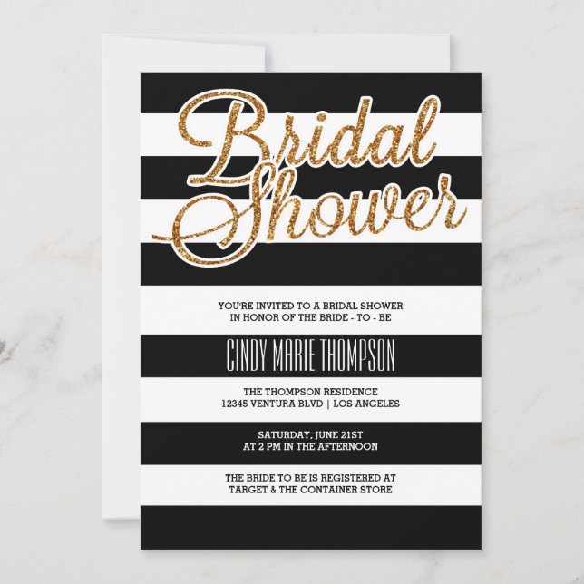 Convite Festa de solteira Dourada de brilho e faixas (Frente)