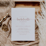 Convite Festa de solteira Dourada de caligrafia<br><div class="desc">Este convite à festa de solteira de caligrafia rosa dourada é perfeito para um evento rústico. O design simples e elegante apresenta a tipografia de script clássico e de rico em rosa dourado e branco.</div>