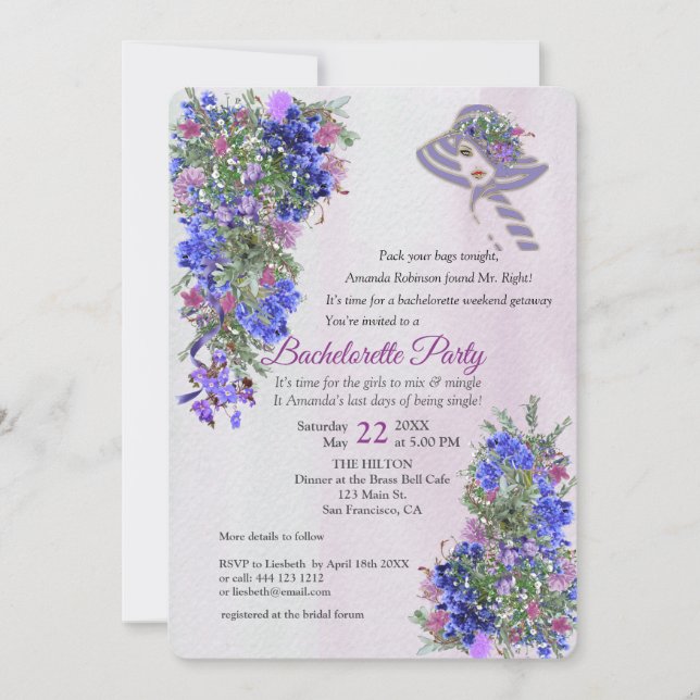 Convite Festa de solteira e Lavandas geométricas Douradas (Frente)