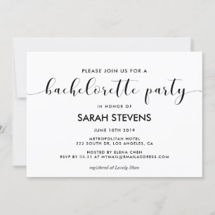 Convite Festa de solteira escura e branca elegante