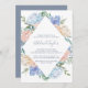 Convite Festa de solteira Floral de Diamante Azul Dusty (Frente/Verso)