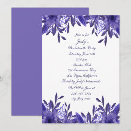 Convite Festa de solteira Foliar Azul Roxo