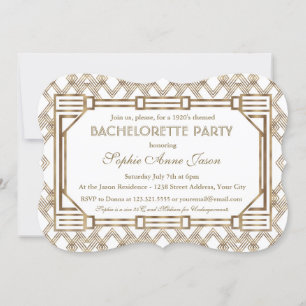 Convite Festa de solteira Gatsby do Excelente Dourado Glam