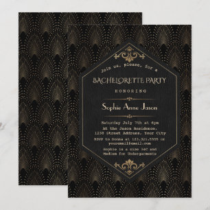 Convite Festa de solteira Gatsby do Excelente Preto Glam D