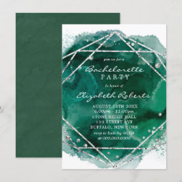 Convite Festa de solteira Geométrica de Silver Verde Esmer