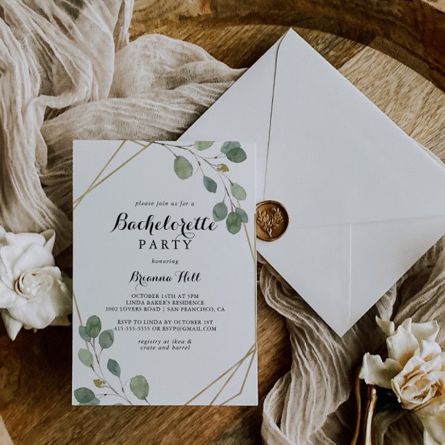 Convite Festa de solteira geométrica Dourada (Criador carregado)