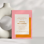 Convite Festa de solteira Geométrica Moderna Cor de Rosa<br><div class="desc">Convite à Festa de solteira,  cor-de-rosa e Na moda laranja,  geométrico moderno</div>