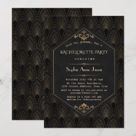 Convite Festa de Solteira Glam Glamour Preto Grande Gatsby