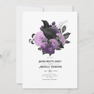 Convite Festa de Solteira Glam Purple Raven Gothic