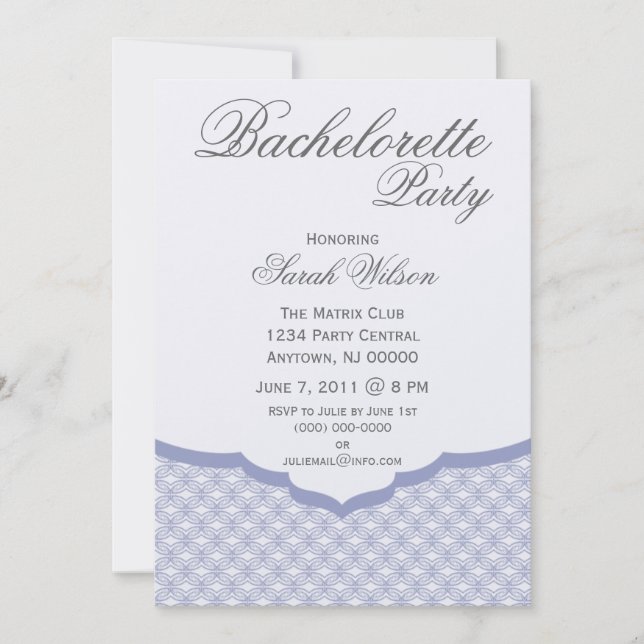 Convite Festa de solteira Glamorosa Chic Invite, Azul (Frente)