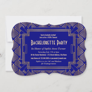 Convite Festa de Solteira Grande Gatsby Azul Marinho Doura