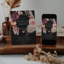 Convite Festa de solteira Itinerária Boho Pampas