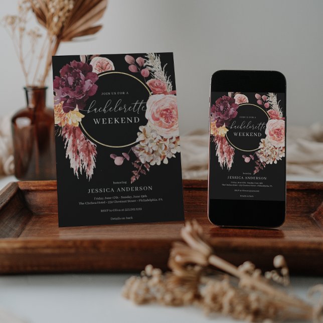 Convite Festa de solteira Itinerária Boho Pampas (Criador carregado)