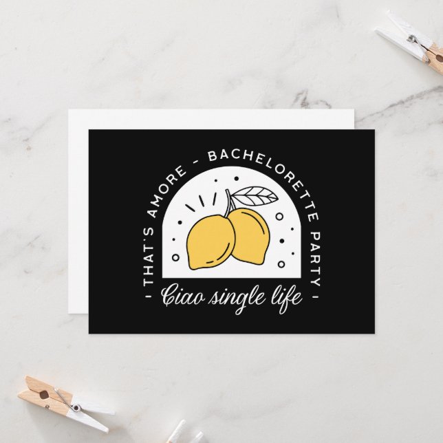 Convite Festa de solteira limão fruta preto (Frente/Verso In Situ)