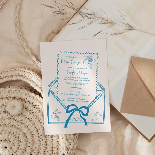 Convite Festa de solteira Mão Desenhada Lemon Mediterrânic (Criador carregado)