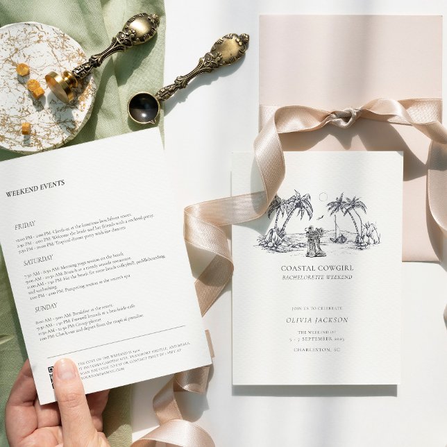 Convite Festa de solteira Moderna de Cowgirl Costeira (Criador carregado)