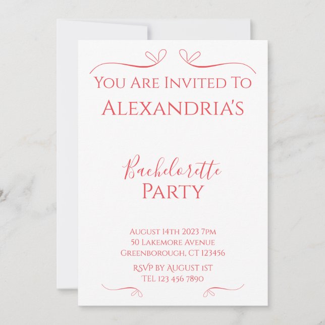 Convite Festa de solteira moderna mínima (Frente)