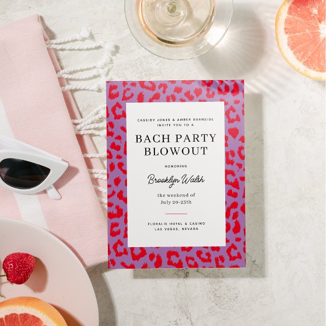 Convite Festa de solteira para impressão de animais vermel (Criador carregado)