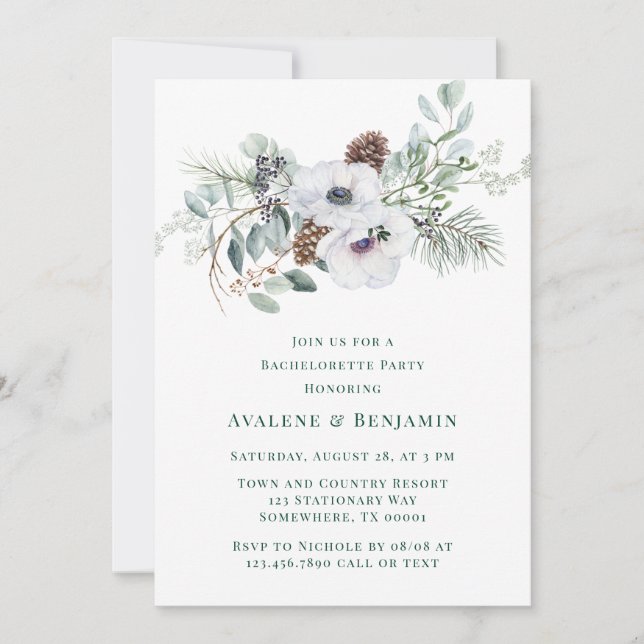 Convite Festa de solteira Pintada Pela Mão De Inverno (Frente)