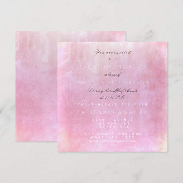 Convite Festa de solteira Pó Cor de Água do Pastel Rosa (Frente/Verso)