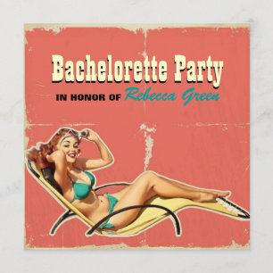 Convite festa de solteira retrô de maiô de piscina glamour