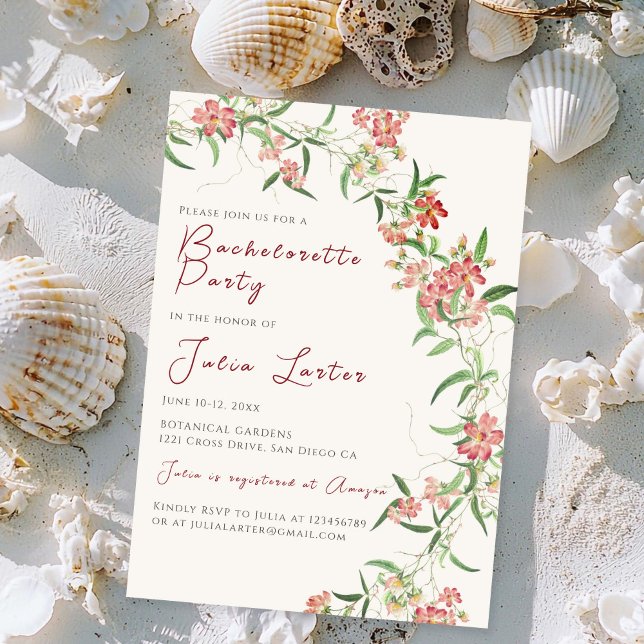 Convite Festa de solteira Rosa de flor selvagem rosa (Criador carregado)