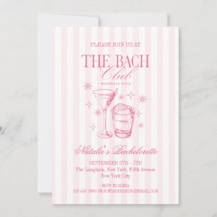 Convite Festa de solteira rosa do Clube de Cocktails Vinta