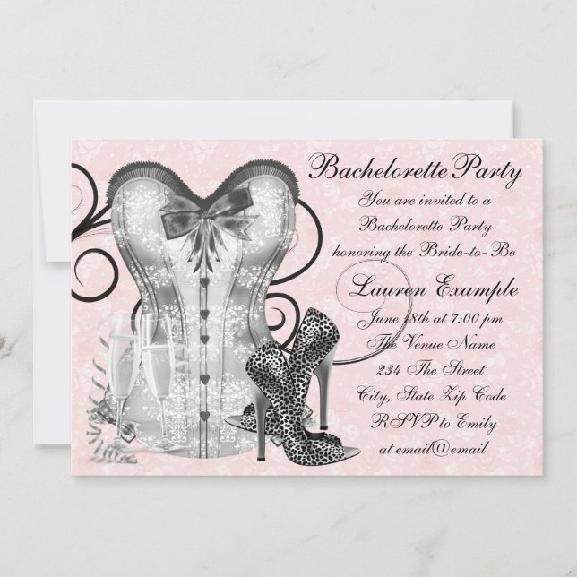 Convite Festa de solteira rosa rosa rosa rosa, cor-de-rosa (Frente)